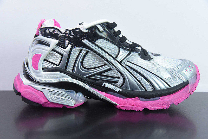 B*lenciaga runner silver pink