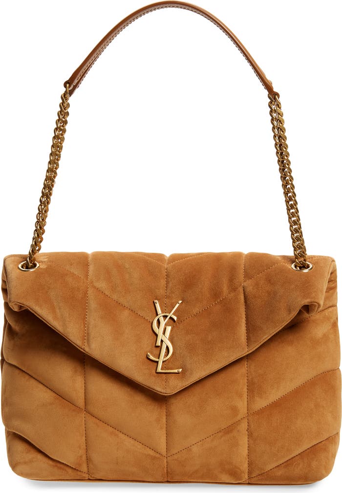 Y*S*L*T Medium Lo*l*u Puffer Matelassé Suede Shoulder Bag