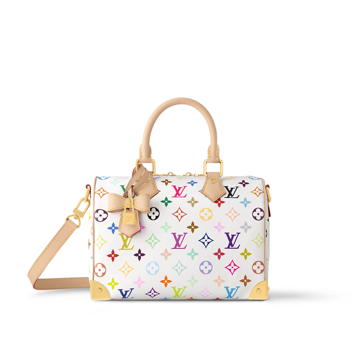 L*V*T x T*M Bag Sp*edy B*ndo*lière 25 Monogram White Multicolor