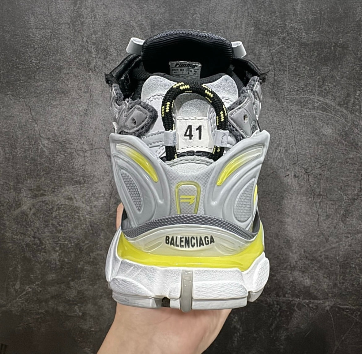 B*lenciaga runner black grey yellow