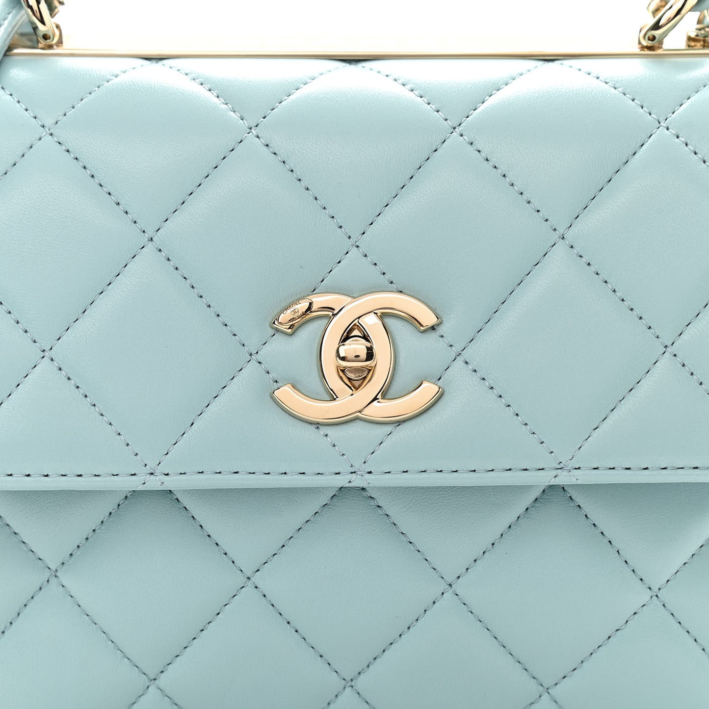Cha Lambskin Quilted Small Trendy CC Flap Dual Handle Bag Light Blue