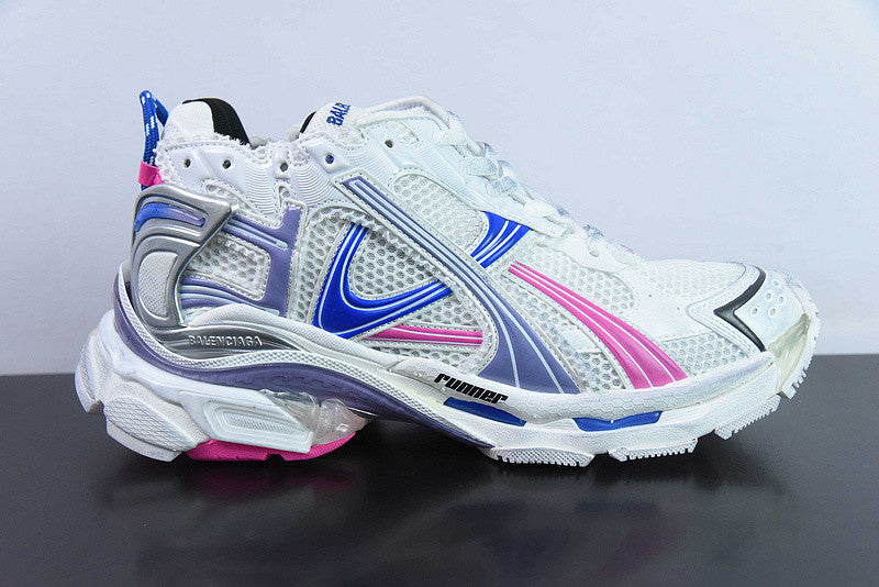 B*lenciaga runner white, lilac, neon pink and navy