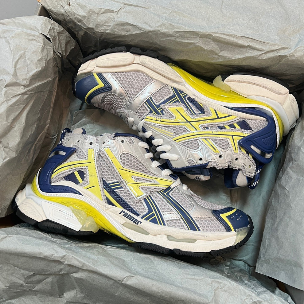 B*lenciaga Runner White Blue Yellow Grey Black