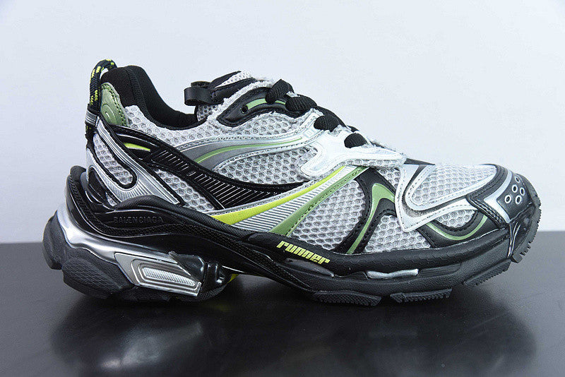 B*lenciaga Runner 2.0 silver, grey, kaki and neon yellow mesh