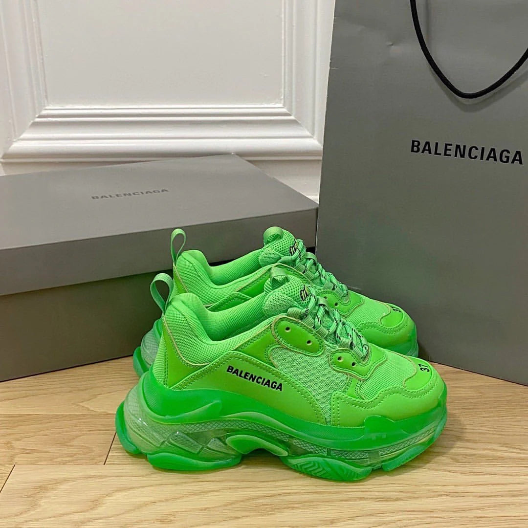 B*lenciaga triple S Neon Green Clear Sole