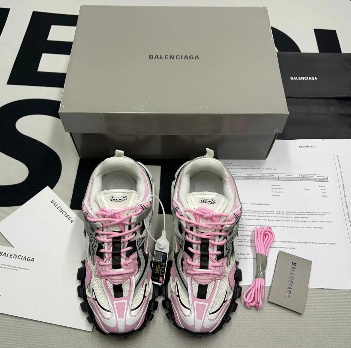 B*lenciaga Track 2 Pink Grey
