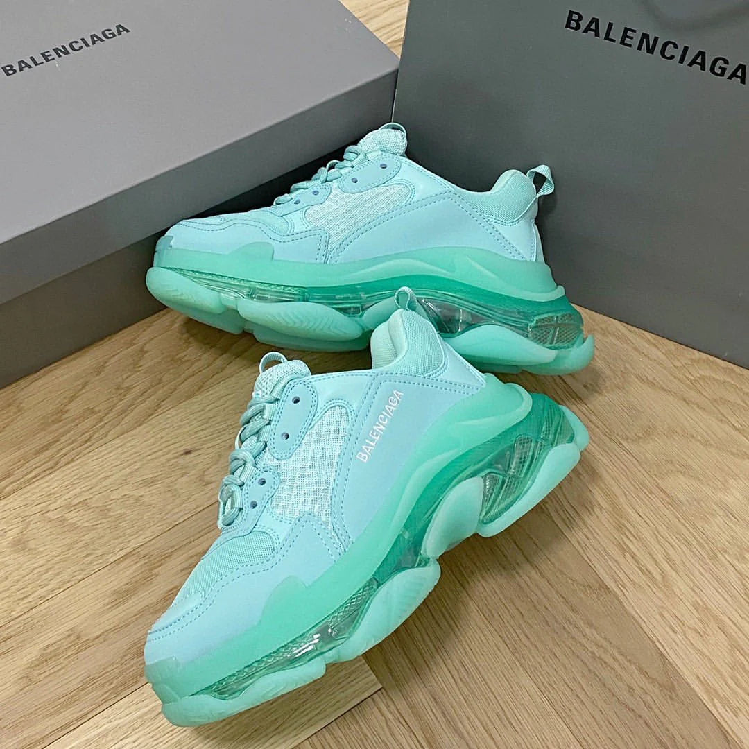 B*lenciaga triple S Clear Sole Green