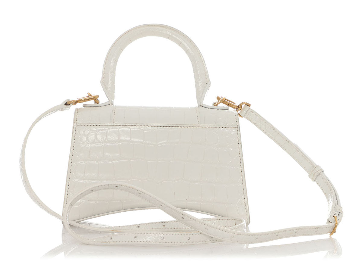 B*lenc*aga white Croc Hourglass Bag