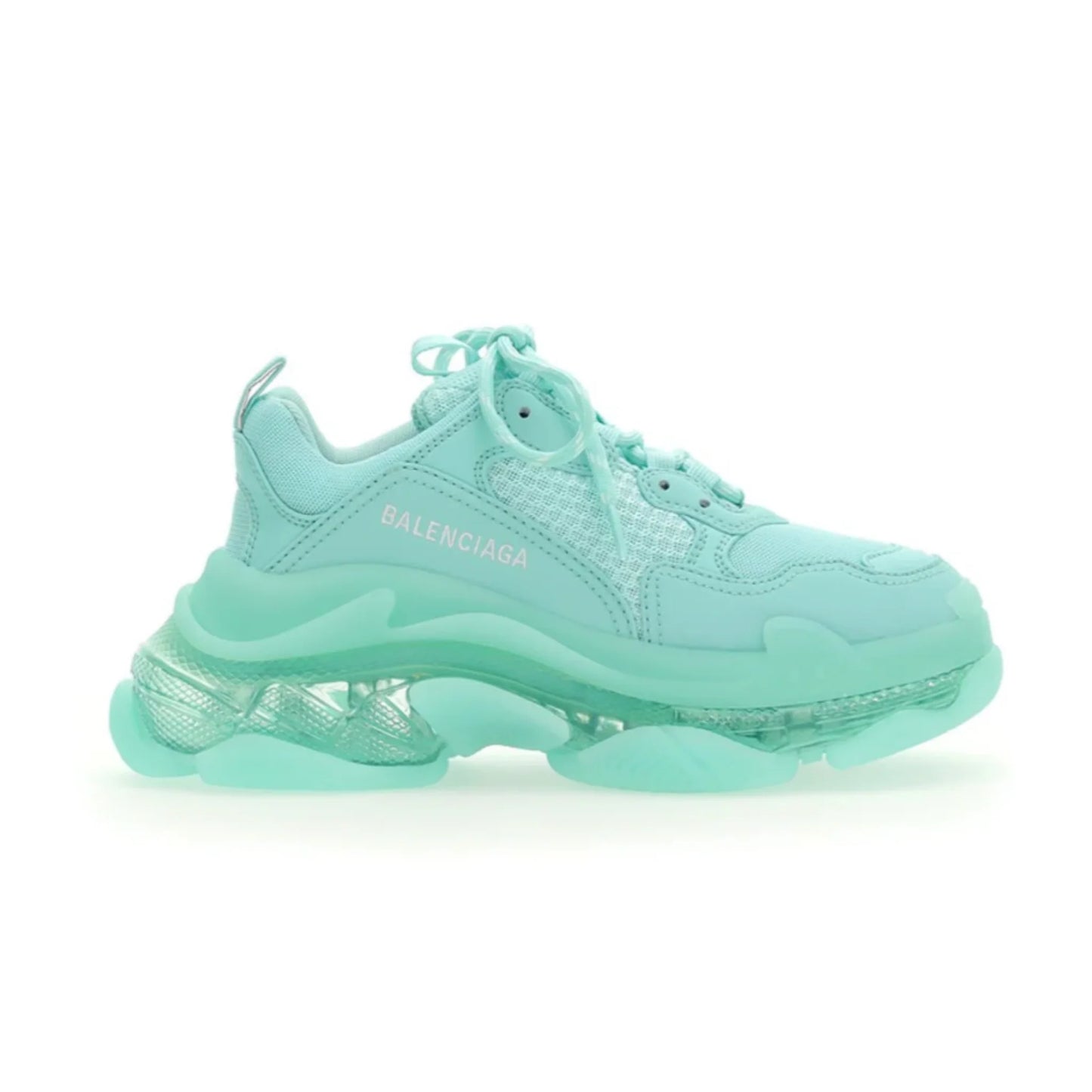 B*lenciaga triple S Clear Sole Green
