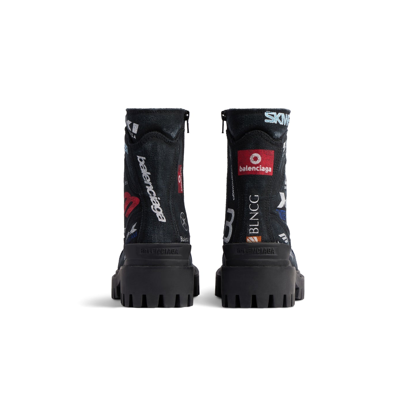 B*lenciaga Combat Strike 20mm Boot in black canvas