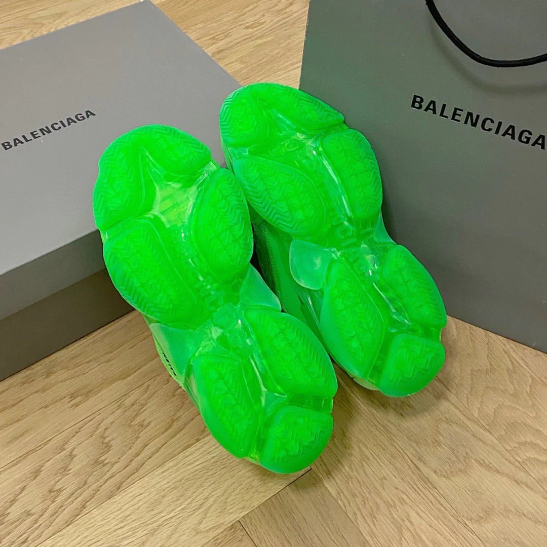 B*lenciaga triple S Neon Green Clear Sole