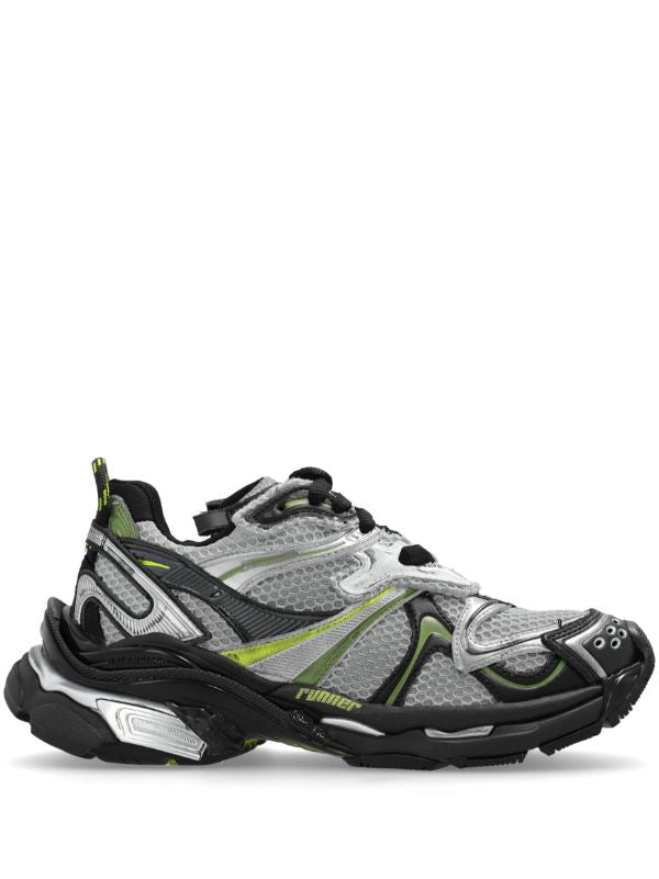B*lenciaga Runner 2.0 silver, grey, kaki and neon yellow mesh