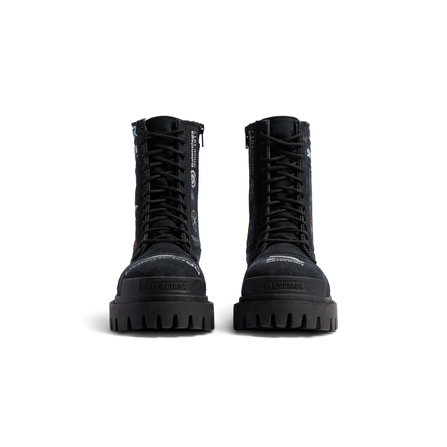 B*lenciaga Combat Strike 20mm Boot in black canvas