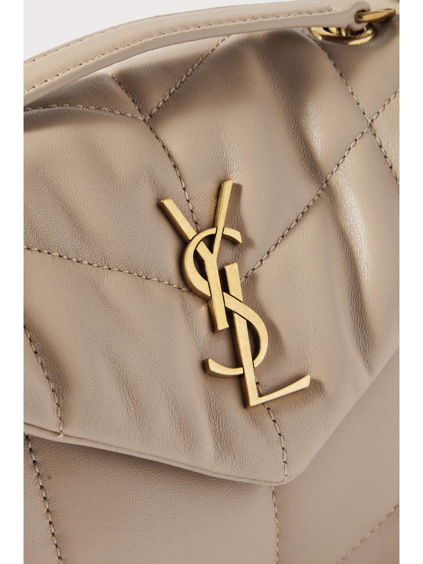 YSLT Puffer Toy quilted leather Beige shoulder bag