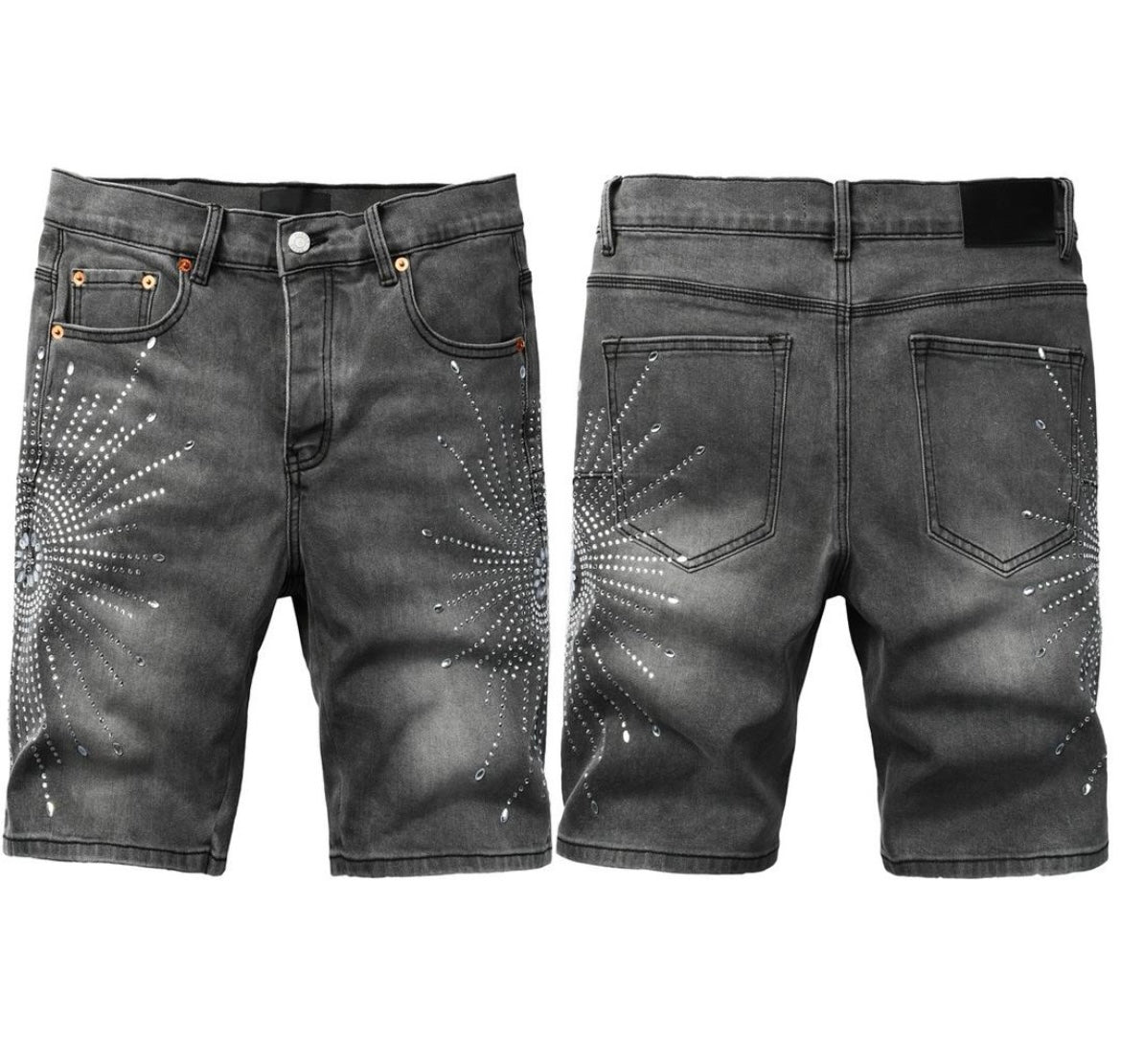 PURPLE BRAND  Shorts JEANS Rhinestone Black