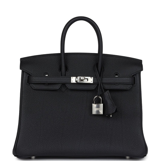 H*M Handbag B*rkin 25 Black Togo Palladium Hardware