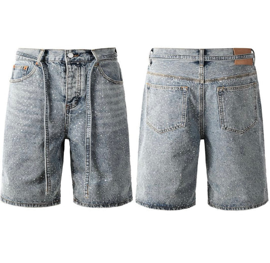 PURPLE BRAND  Shorts JEANS Rhinestone Blue