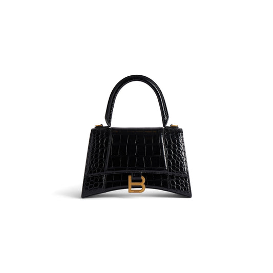 B*lenc*aga Black Croc Hourglass Bag