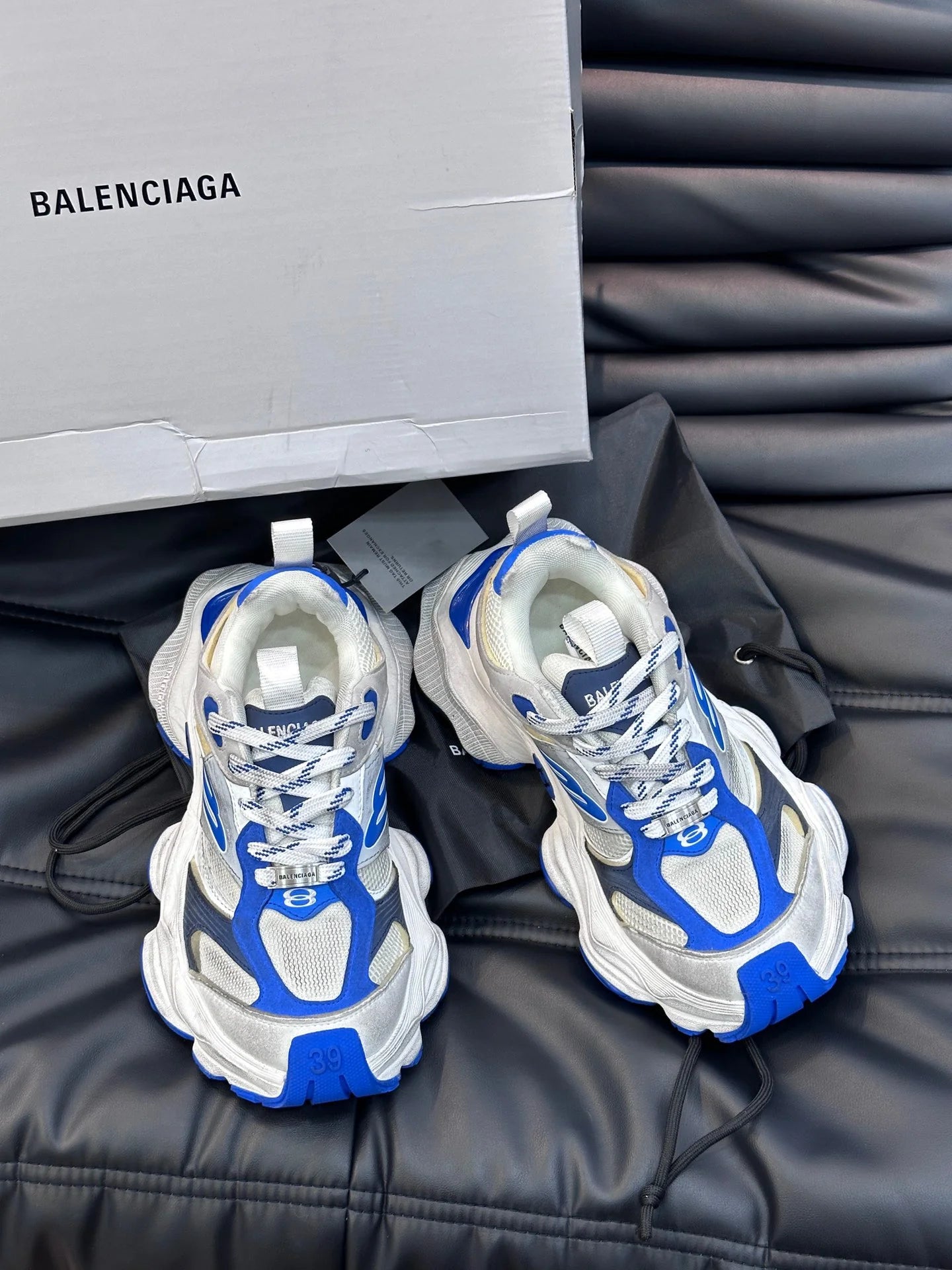 B*lenciaga Cargo White grey white blue