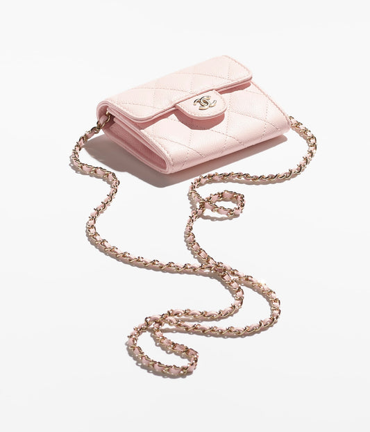 CLASSIC CLUTCH WITH CHAIN 
Light Pink Flap Wallet