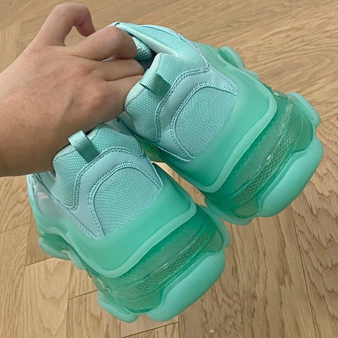 B*lenciaga triple S Clear Sole Green
