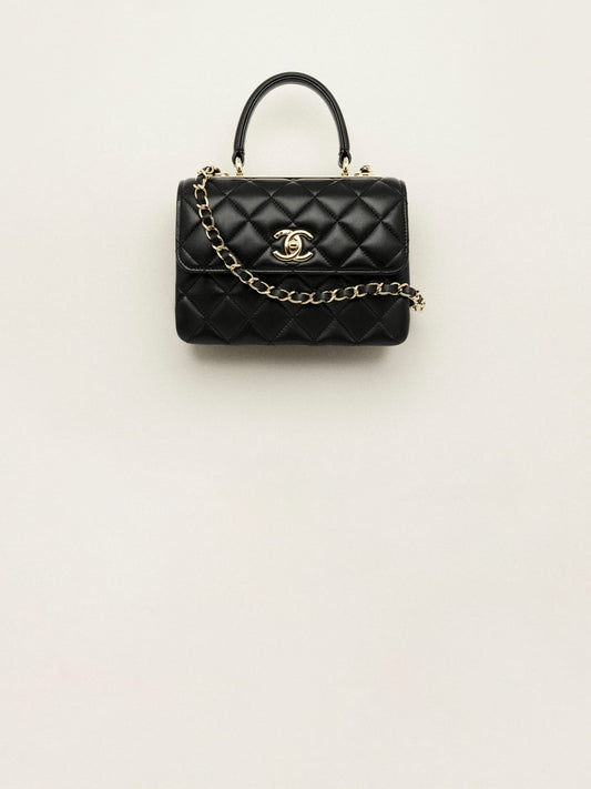 Cha MINI FLAP BAG WITH TOP HANDLE Black