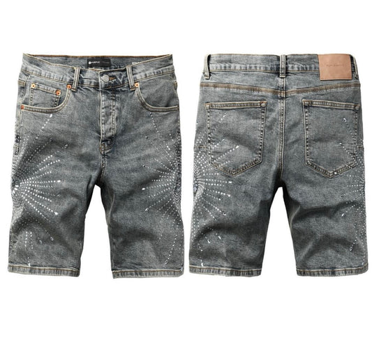 PURPLE BRAND  Shorts JEANS Rhinestone Grey
