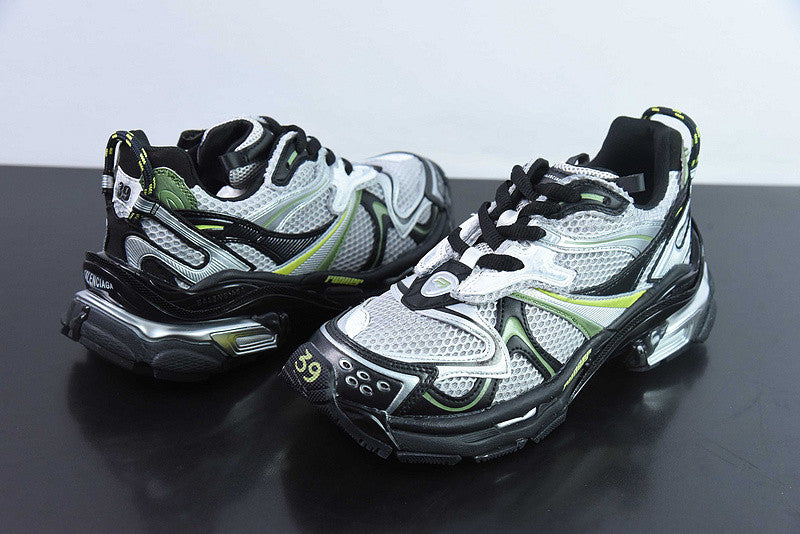 B*lenciaga Runner 2.0 silver, grey, kaki and neon yellow mesh