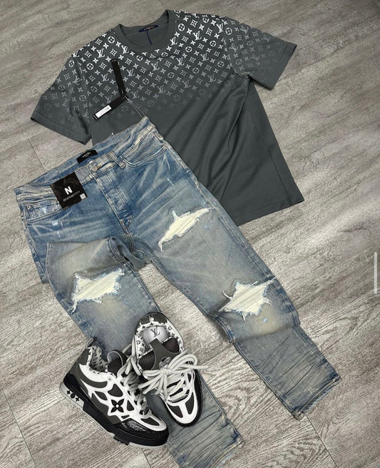 L*vt T-shirt xAm*ri Jeans x skate