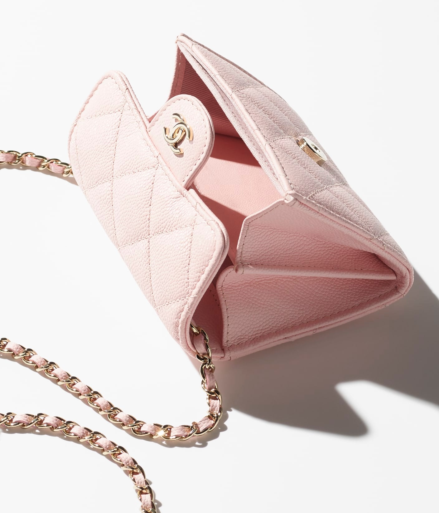 CLASSIC CLUTCH WITH CHAIN 
Light Pink Flap Wallet