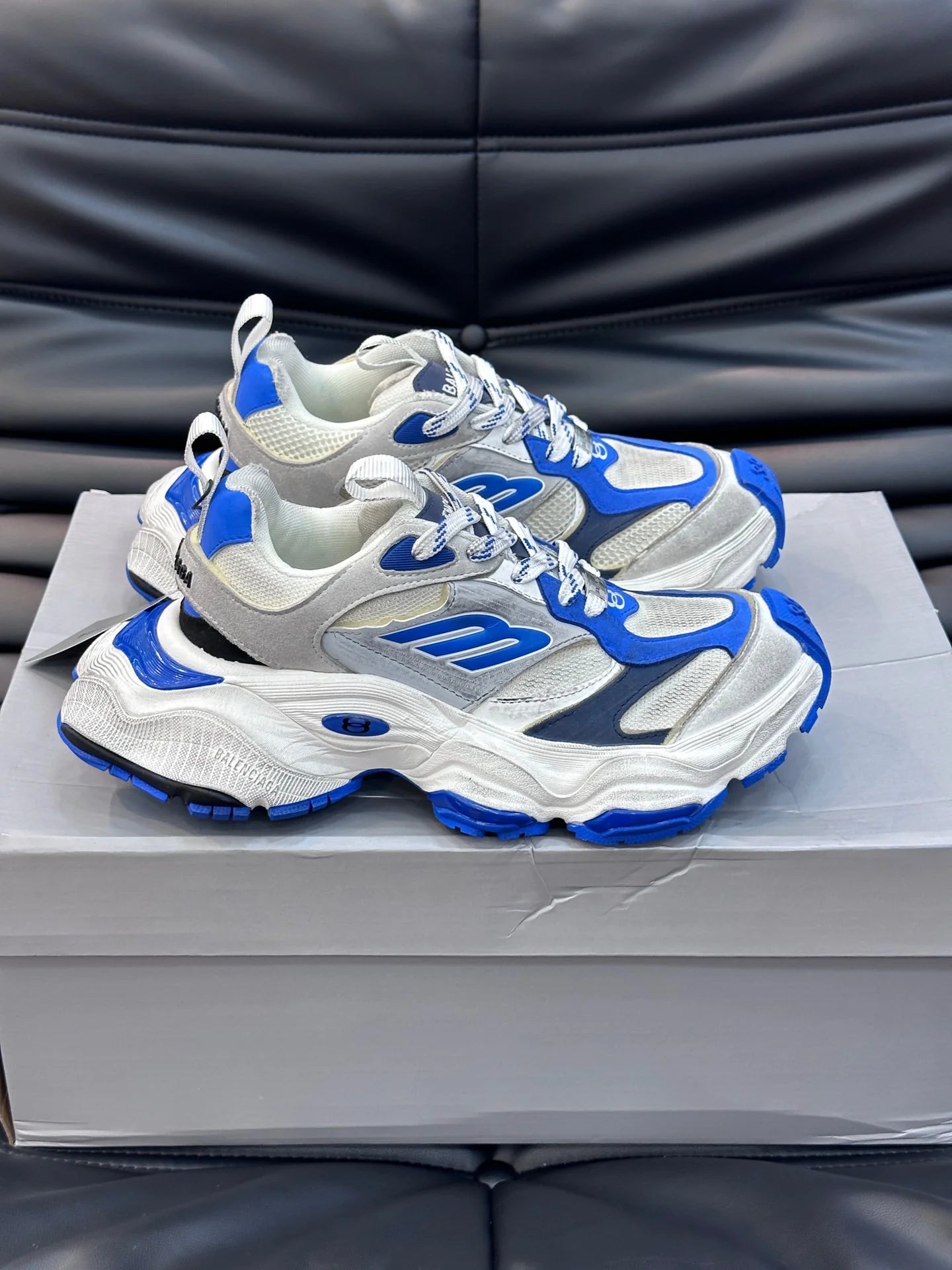 B*lenciaga Cargo White grey white blue