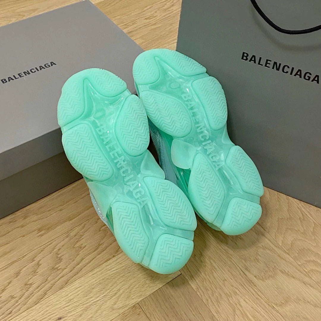 B*lenciaga triple S Clear Sole Green