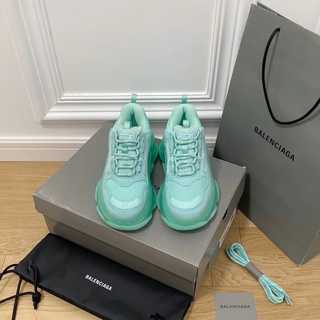 B*lenciaga triple S Clear Sole Green