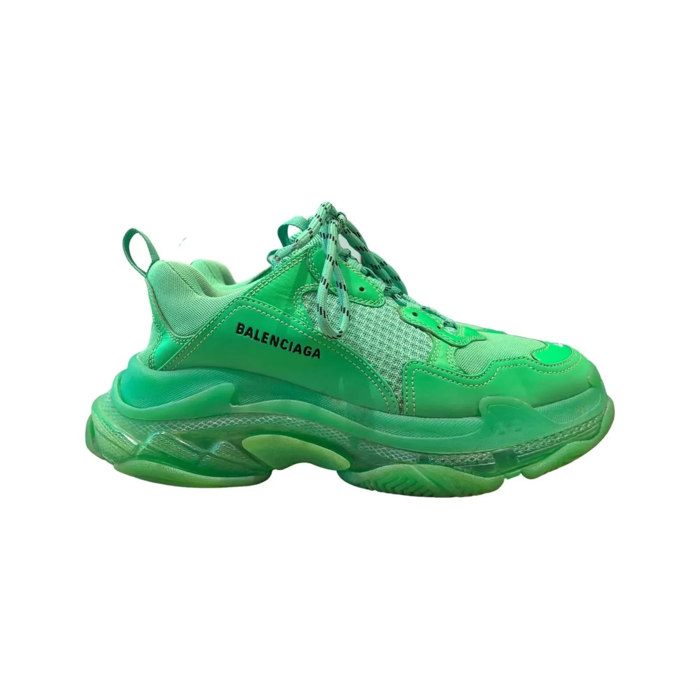 B*lenciaga triple S Neon Green Clear Sole