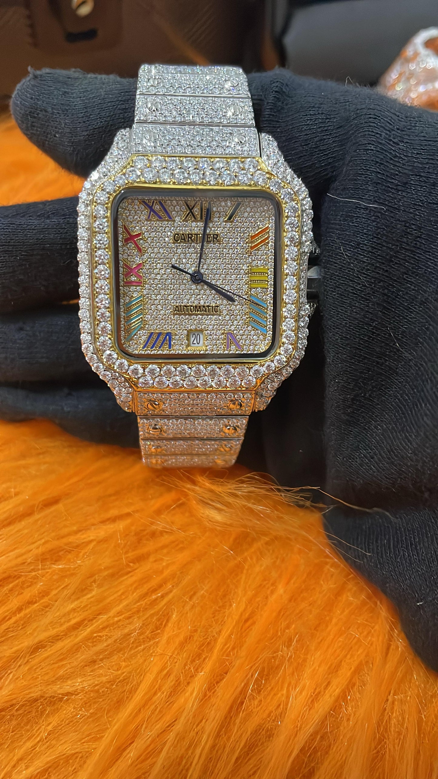 Santos x Vvs Moissanite yellow gold