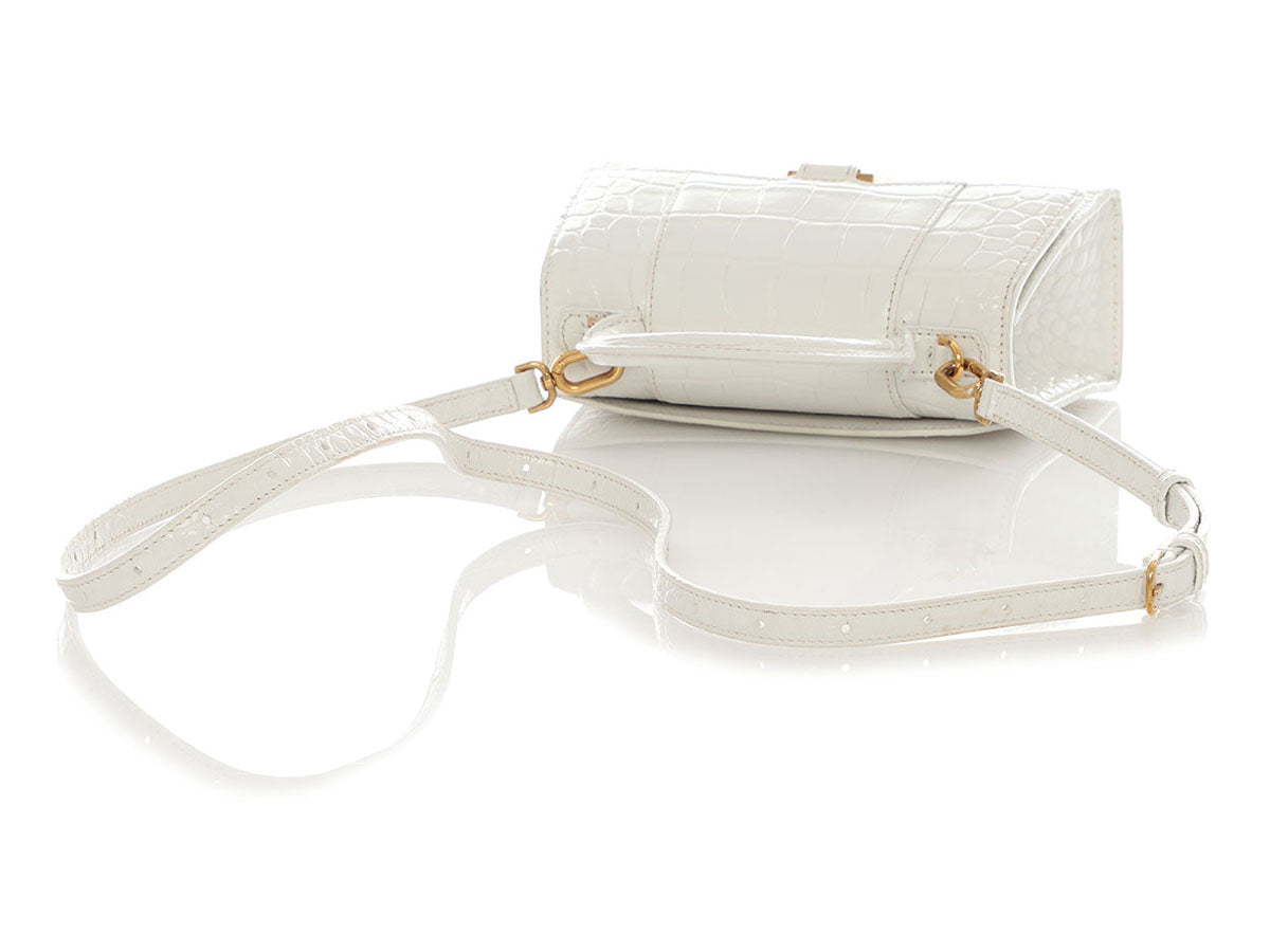 B*lenc*aga white Croc Hourglass Bag