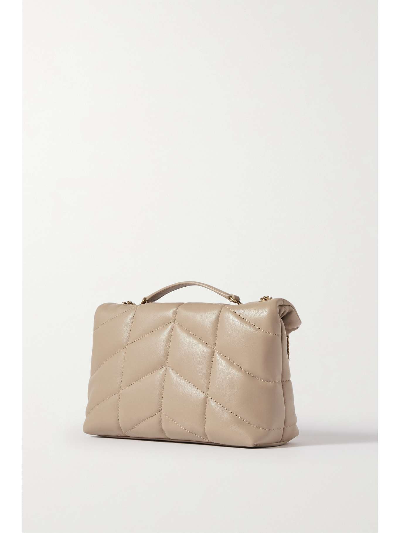 YSLT Puffer Toy quilted leather Beige shoulder bag