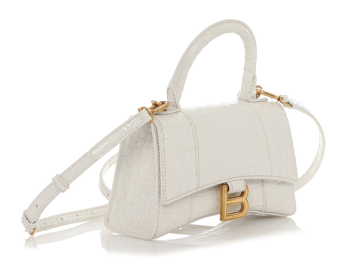 B*lenc*aga white Croc Hourglass Bag
