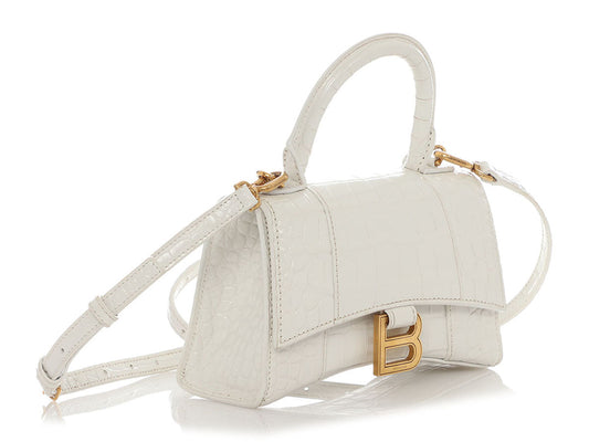 B*lenc*aga white Croc Hourglass Bag