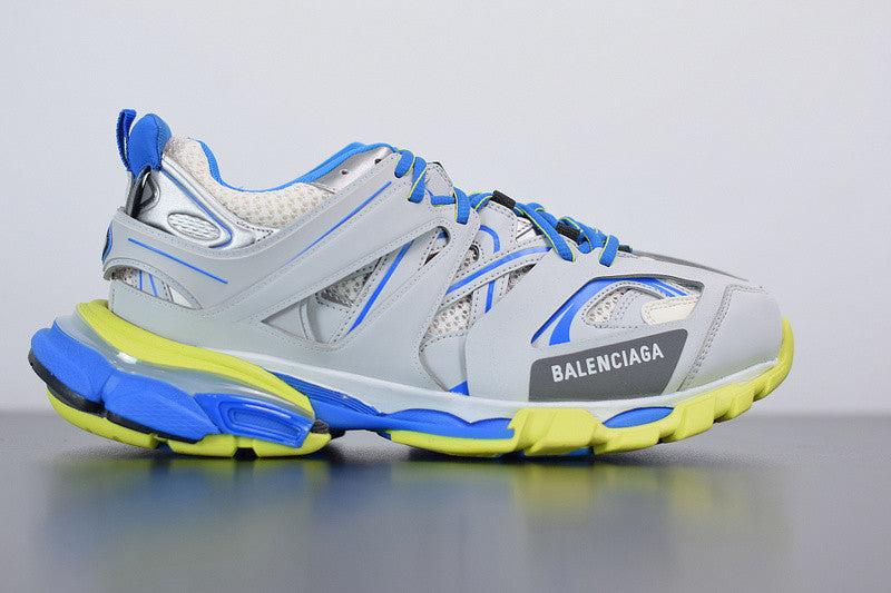 B*lenciaga Track grey blue yellow