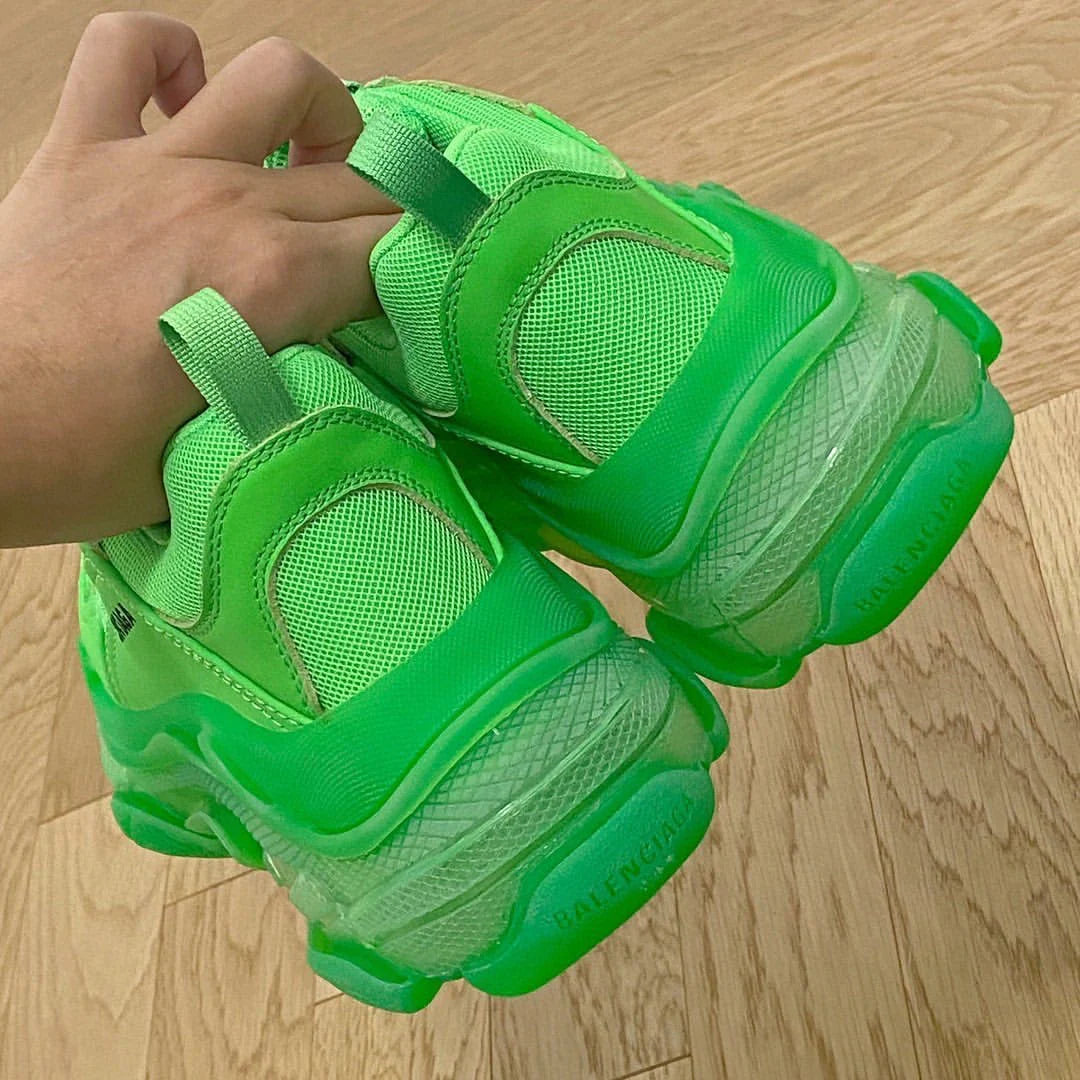 B*lenciaga triple S Neon Green Clear Sole