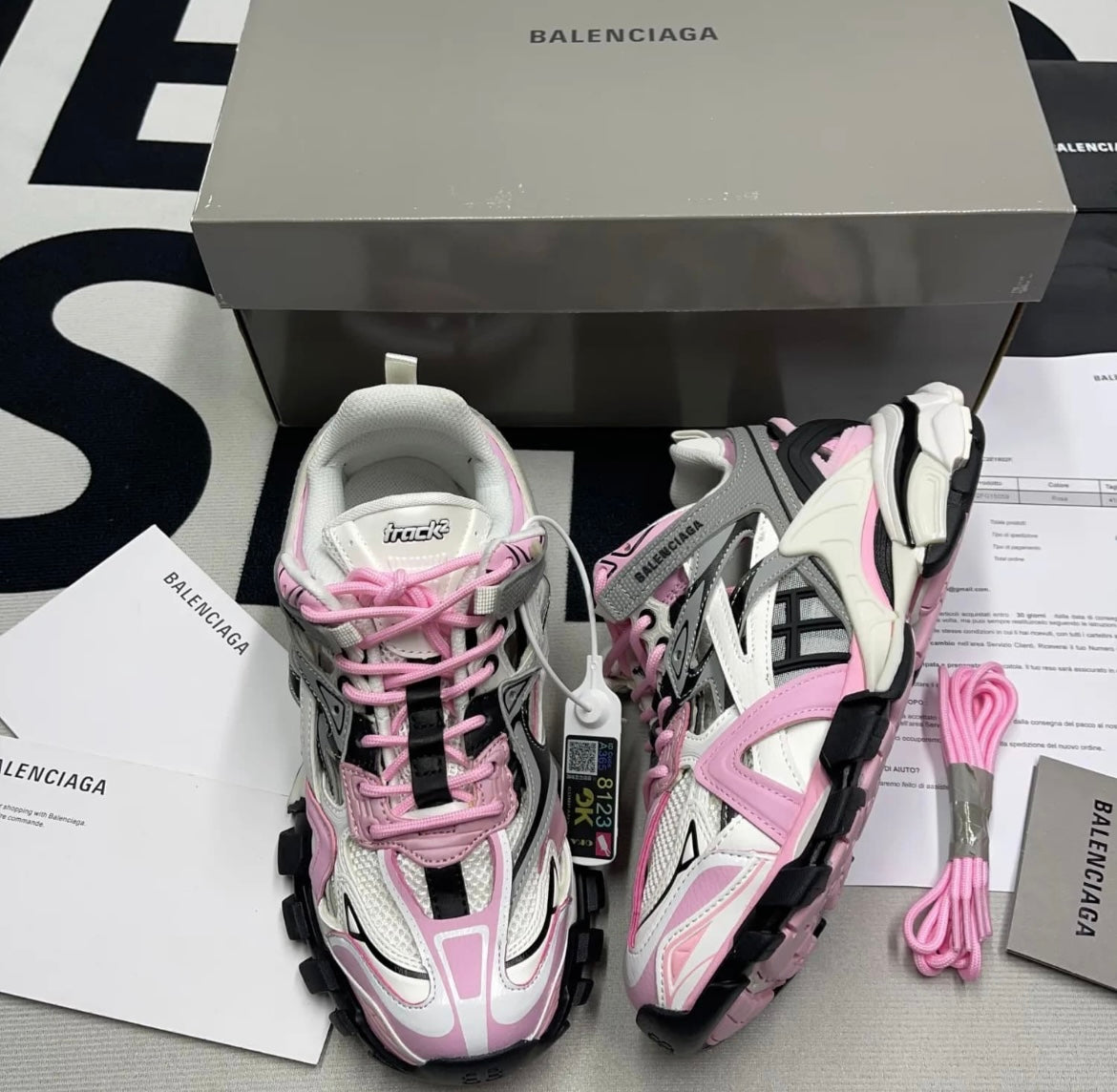 B*lenciaga Track 2 Pink Grey