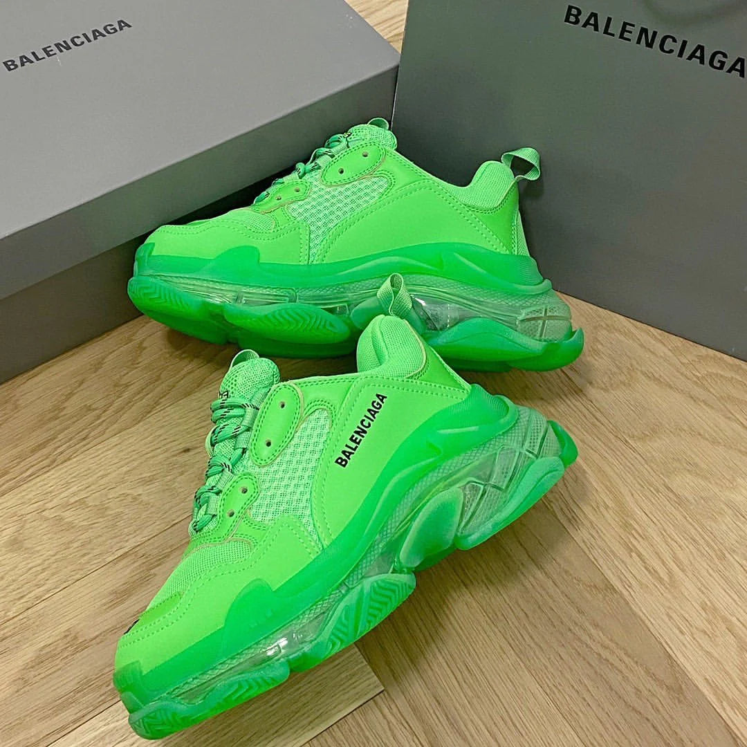 B*lenciaga triple S Neon Green Clear Sole