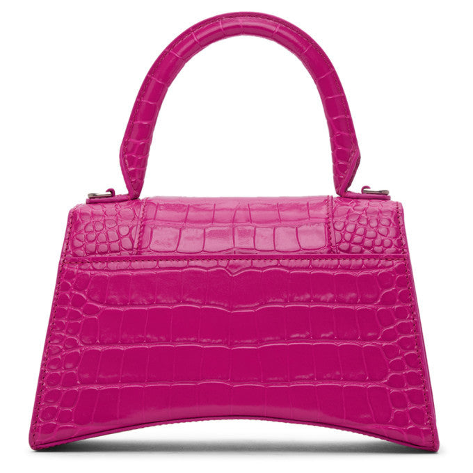 B*lenc*aga Dark Pink Croc Hourglass Bag