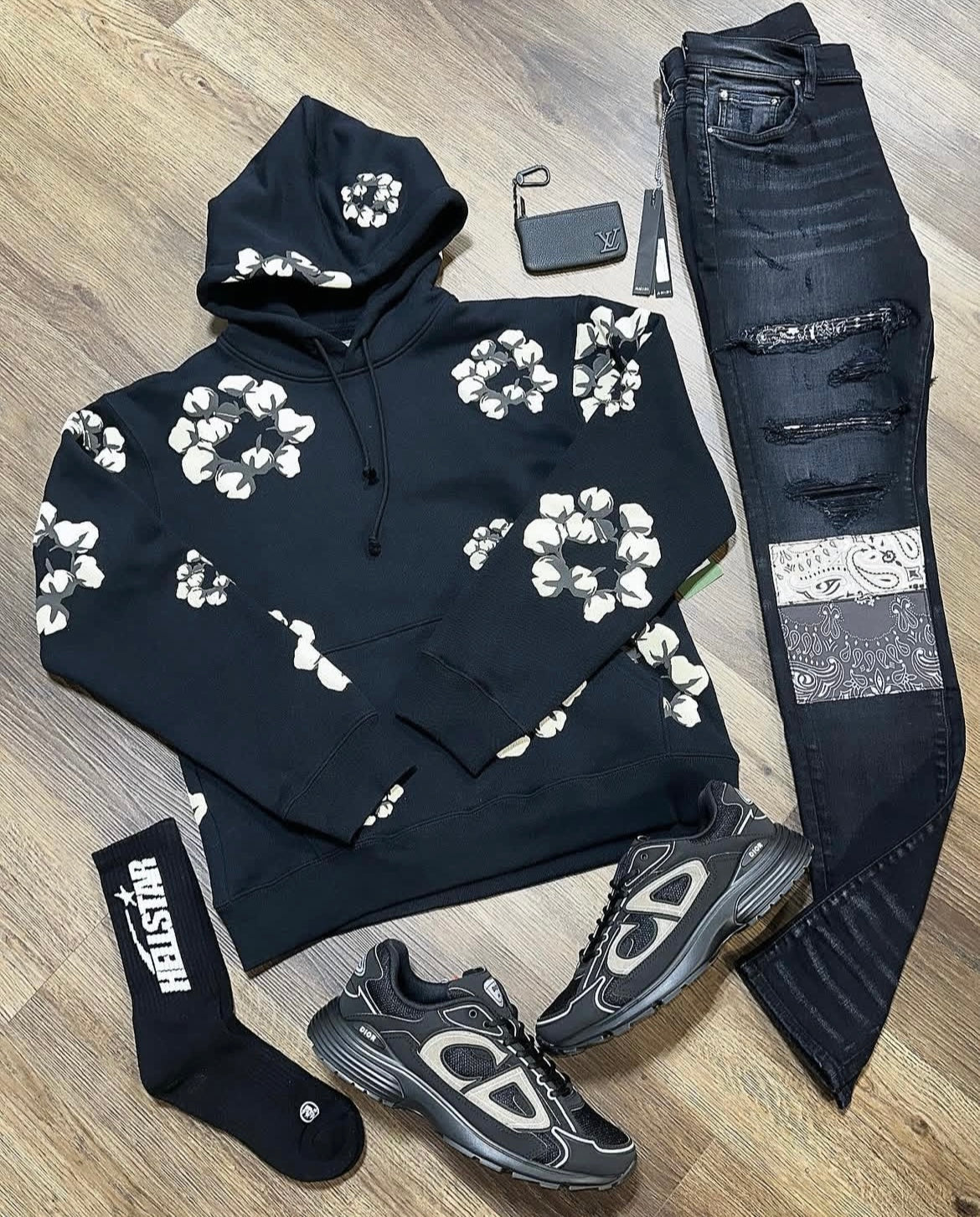 D*nim tears hoodie x Am*ri Jeans x D*or b30