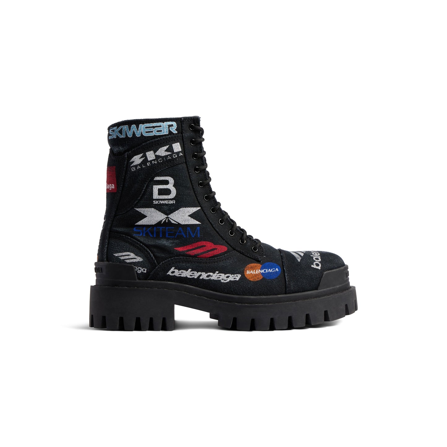 B*lenciaga Combat Strike 20mm Boot in black canvas