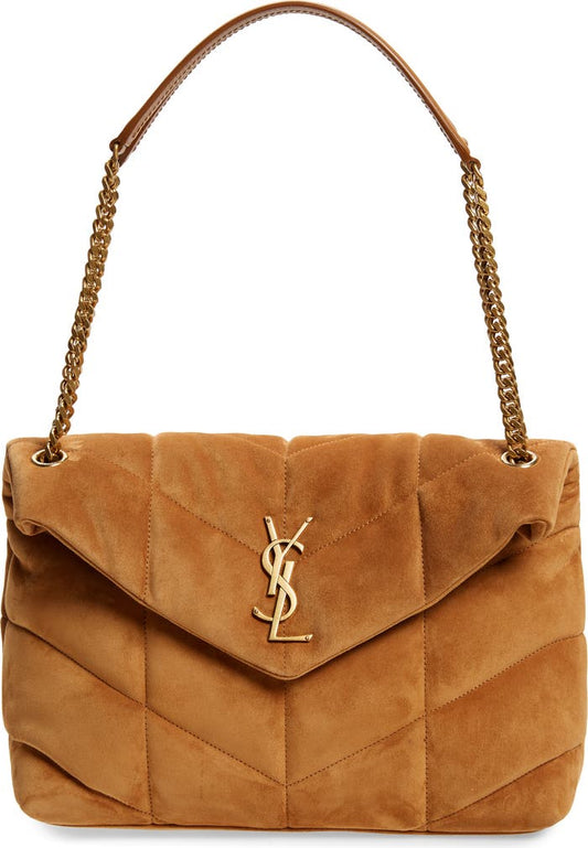 Y*S*L*T Medium Lo*l*u Puffer Matelassé Suede Shoulder Bag