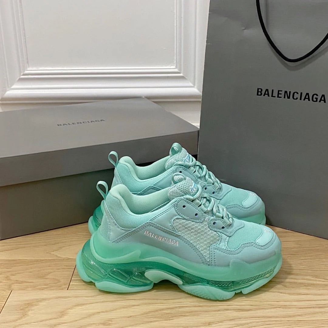 B*lenciaga triple S Clear Sole Green